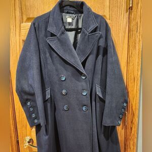 Elegant Navy Double-Breasted Women's Coat